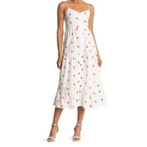 Chic White & Red Midi Dress